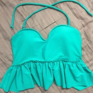 Kortni Jeane Ribbed Teal Peplum Top